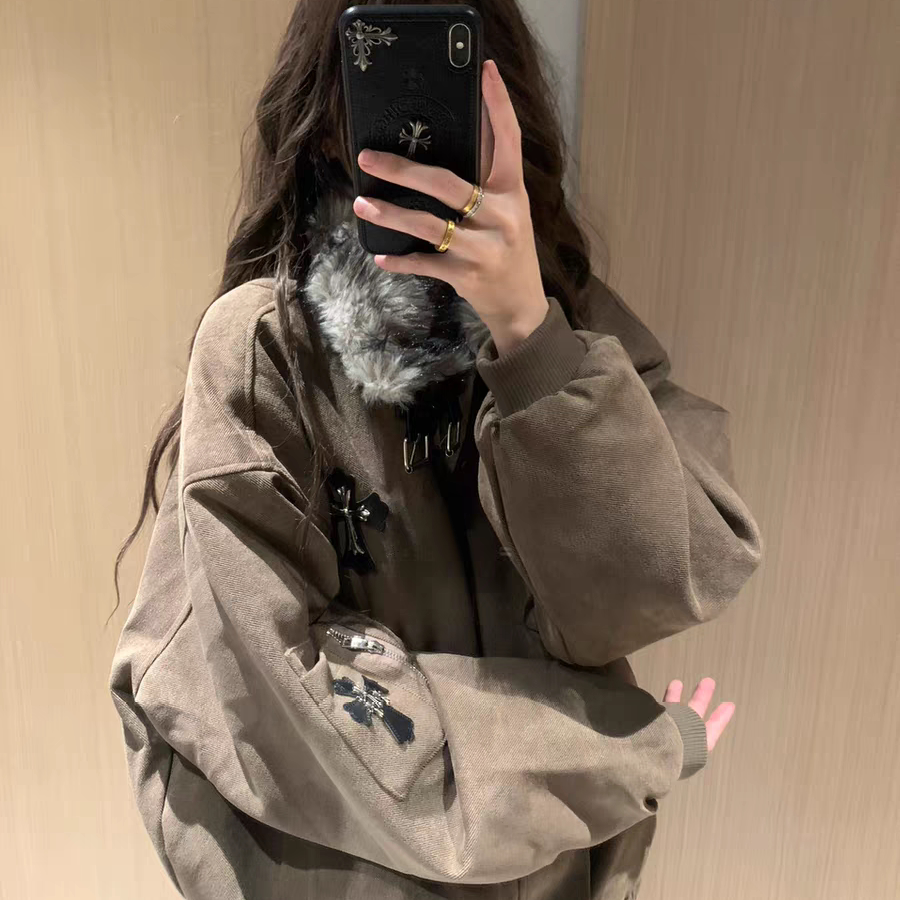 美式复古毛领棉服座山雕外套女冬季新款宽松加绒加厚情侣夹克棉衣,个性定制/设计服务/DIY,棉服工装,淘宝优惠券,粉丝福利购,淘宝优惠卷