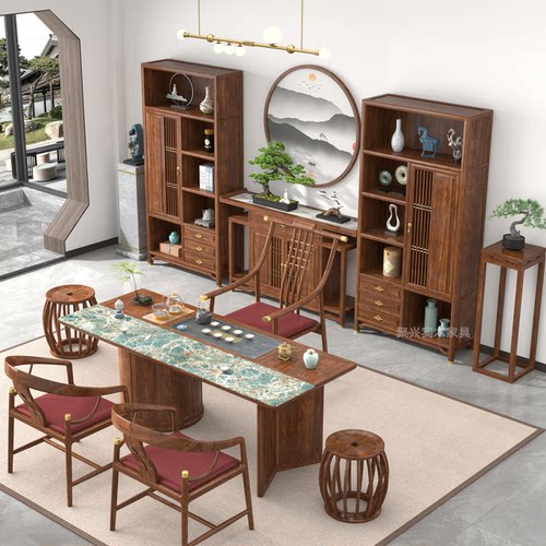 2025年新款茶桌椅茶叶柜一体组合