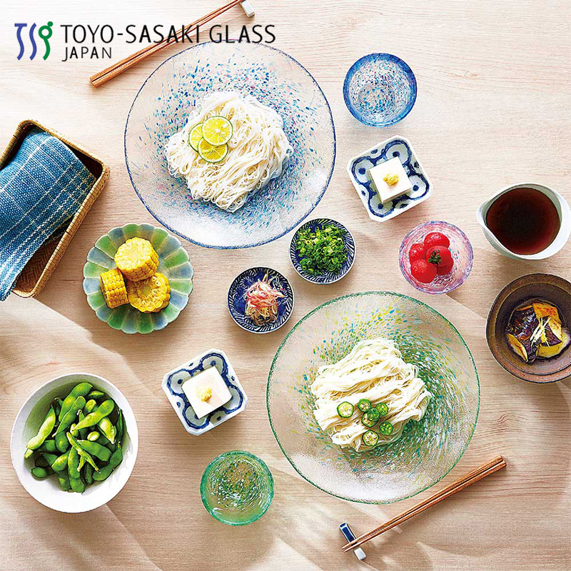 原装进口 东洋佐佐木春夏秋旋律手工玻璃盘 点心水果冷面风尚餐盘