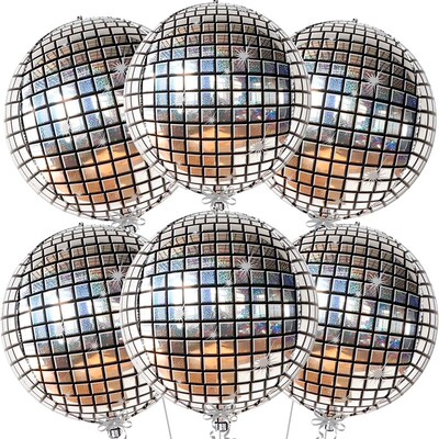 极速6pcs 22 Inch Disco Ball Balloons 70s Disco Party Decor