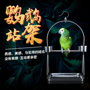 鹦鹉站架不锈钢大型小太阳玄凤和尚伯劳中小型活鸟训练鸟架子用品