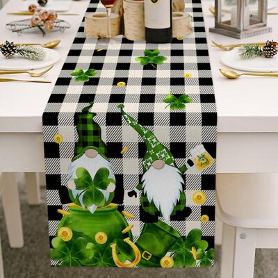 极速newLucky Shamrocks Table Runner St. Patrick's Day De
