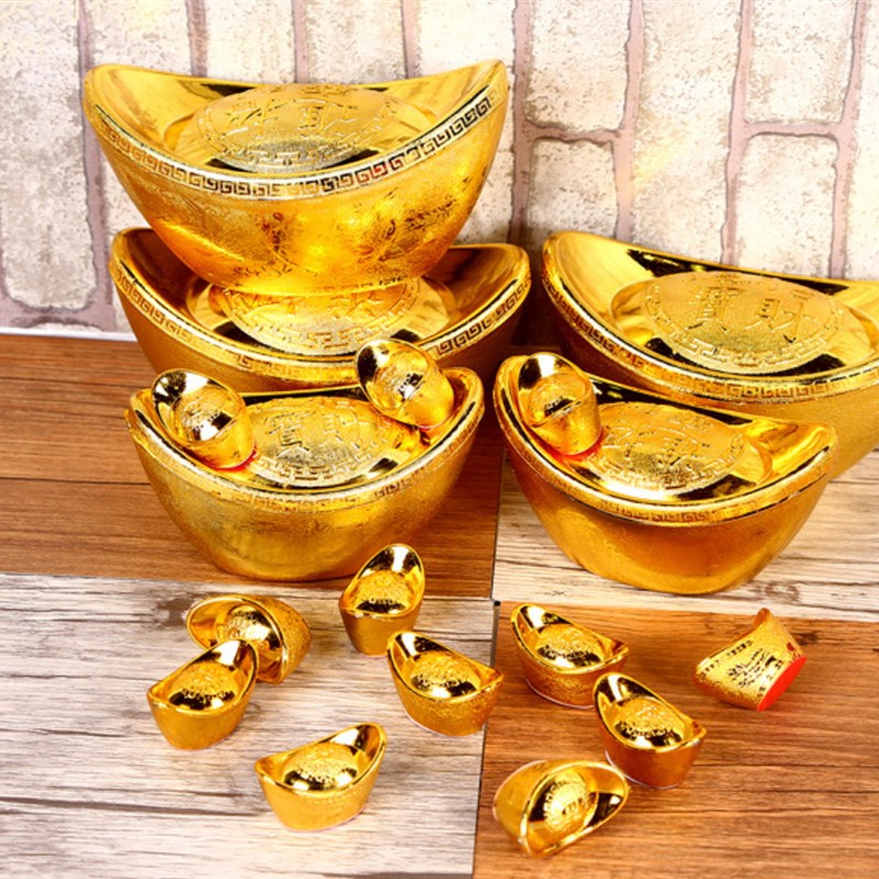 10pcs Ingot Plastic Gold Ingot Solid Festive Supplies