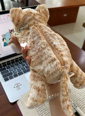 bestever猫咪笔袋大容量女小学生初中女生毛绒动物玩偶铅笔盒女孩