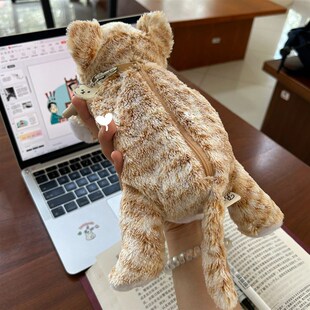 bestever猫咪笔袋大容量女小学生初中女生毛绒动物玩偶铅笔盒女孩