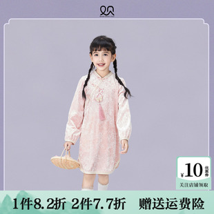 觀山見童裝 新款 中國風長袖 絲絨連衣裙兒童裙子 女童漢服裙2025秋季