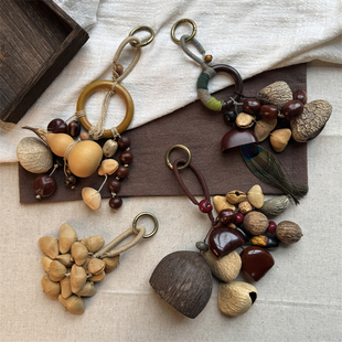 复古风天然种籽果壳摇铃音愈包挂饰手工编织植物果实生日祝福礼物