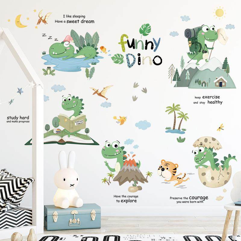 新款直销恐龙墙贴可爱儿童房背景贴画幼儿园教室墙壁装饰贴画防水,家居饰品,软装墙贴,淘宝优惠券,粉丝福利购,淘宝优惠卷