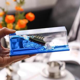 直销新款泰坦尼克号黑珍珠游轮流体漂流瓶邮轮永不翻船桌面摆件发