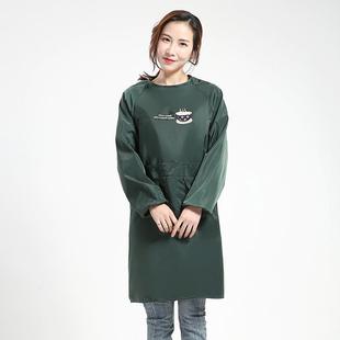 家用工作服 新款 直销罩衣成人女防水防油厨房做饭围裙长袖 韩版 时尚