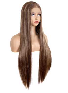 新款直销跨境前蕾丝假发hair欧美假发女长直发中分化纤头套highli