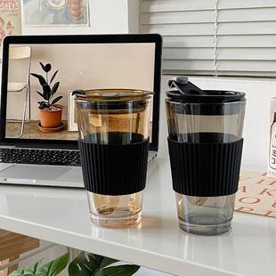 直销北极光玻璃杯大容量带盖ins风奶茶吸管水杯早餐杯咖啡杯 新款