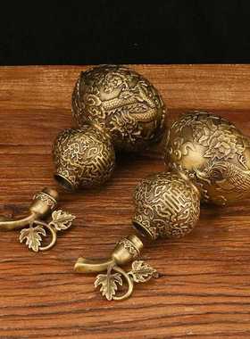 新款直销黄铜葫芦摆件龙凤开盖铜葫芦摆件一对家居桌面装饰