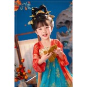 齐胸襦裙 连衣裙中国风女童古风超仙唐装 汉服女童2026新款 春秋古装