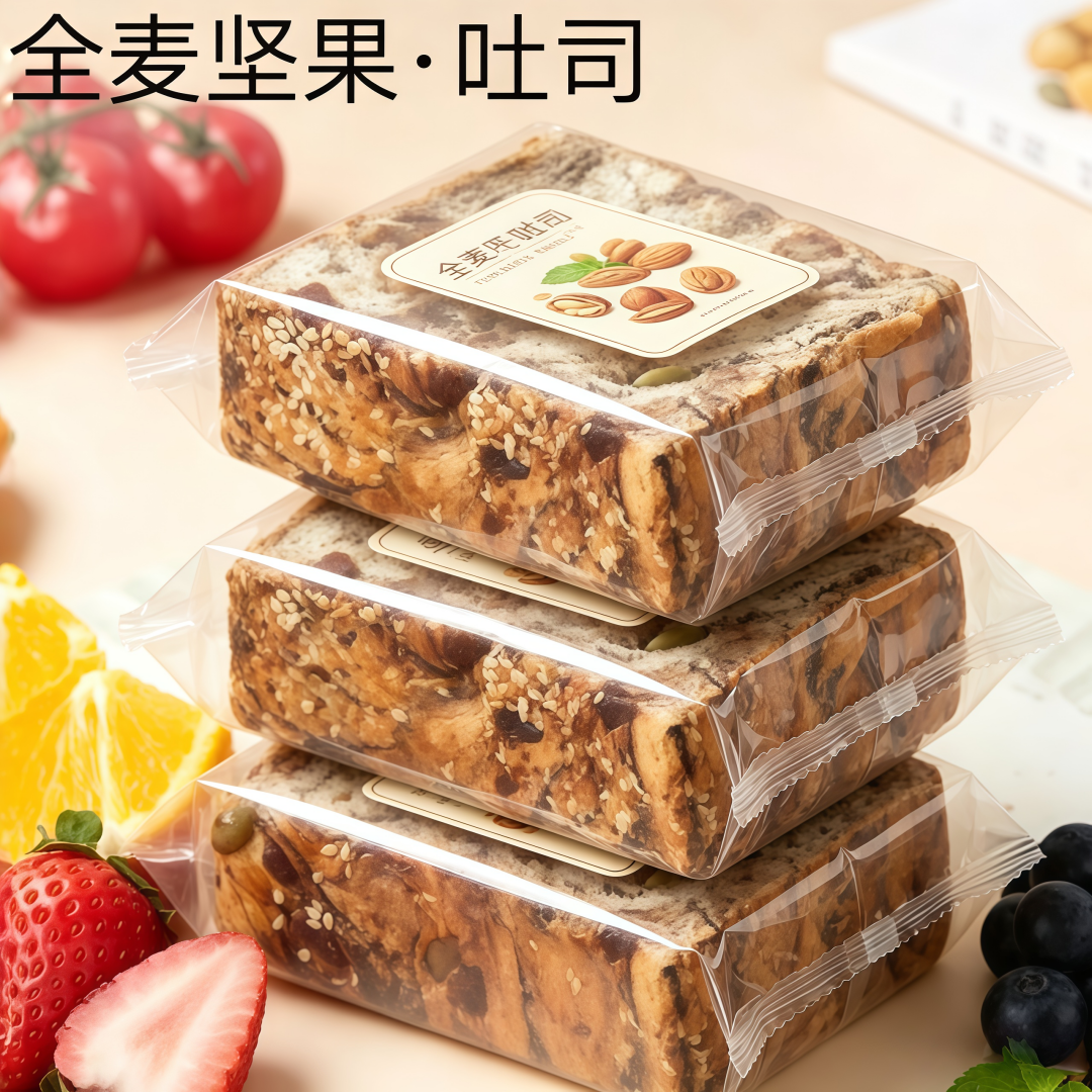 全麦坚果吐司面包无添糖厚切手工制作零食粗粮低糖低脂控糖餐面包