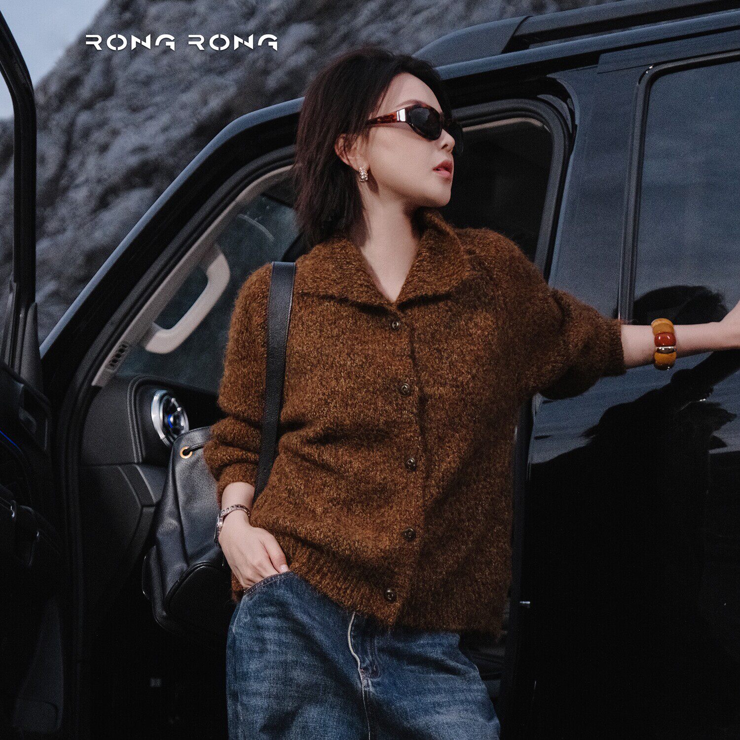 溶溶【氛围女主毛衣】RONGRONG绵羊毛混纺拉毛暖糯毛衣外套26V001