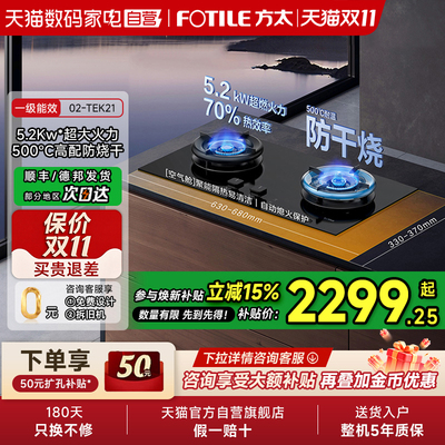 方太02-TEK21燃气灶煤气灶防干烧天然气家用嵌入双灶台官方01