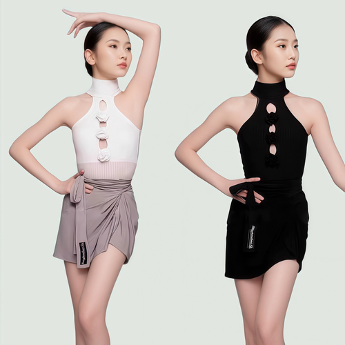 提花螺纹练习服拉丁舞服女童百搭