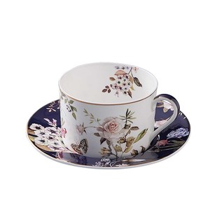 下M午茶杯水杯家用咖啡 欧式 白玫瑰陶瓷咖啡杯碟套装 法式 杯碟英式