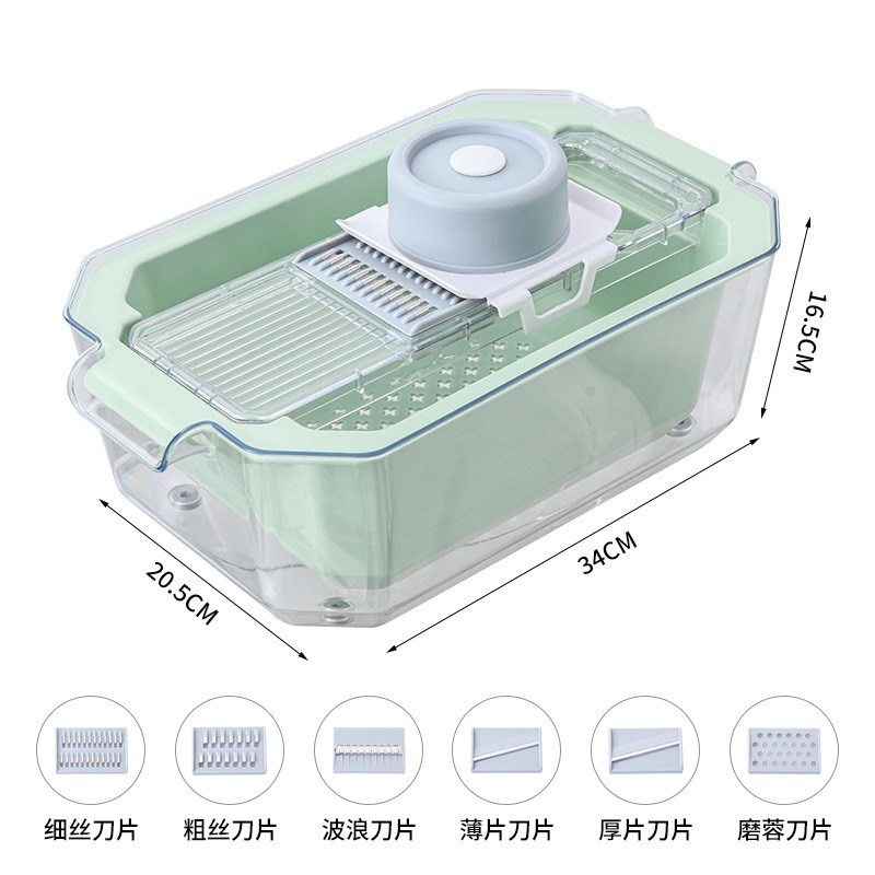 家用多功能切菜器刨丝器自带双层大容F量沥水篮不锈钢土豆萝卜大