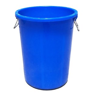 新料加厚大号100L塑料水桶带提手铁柄圆桶圆P形带盖家用储水箱
