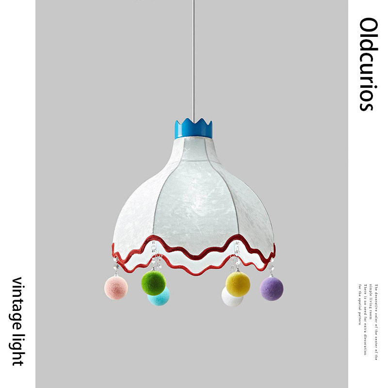 中古法式儿童房卧室护眼灯卡通书房布艺梦幻孟菲斯彩色餐厅吊灯