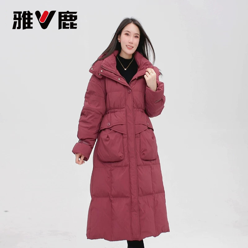 雅鹿反季清仓正品新款秋冬季加厚时尚保暖中长显瘦女士羽绒服女款