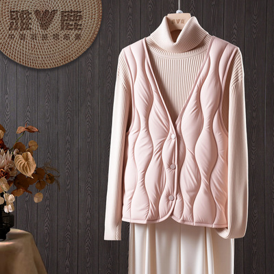 雅鹿正品轻薄V领女款羽绒内胆