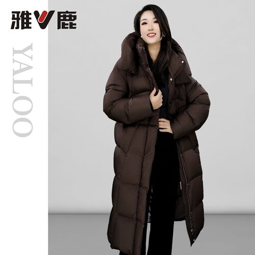 雅鹿情侣中长加厚保暖羽绒服