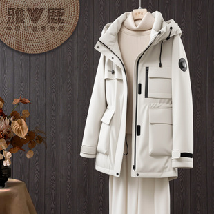 2025雅鹿官方新羽绒冲锋衣时尚 外套女羽绒服YSX01Z14280 连帽韩版