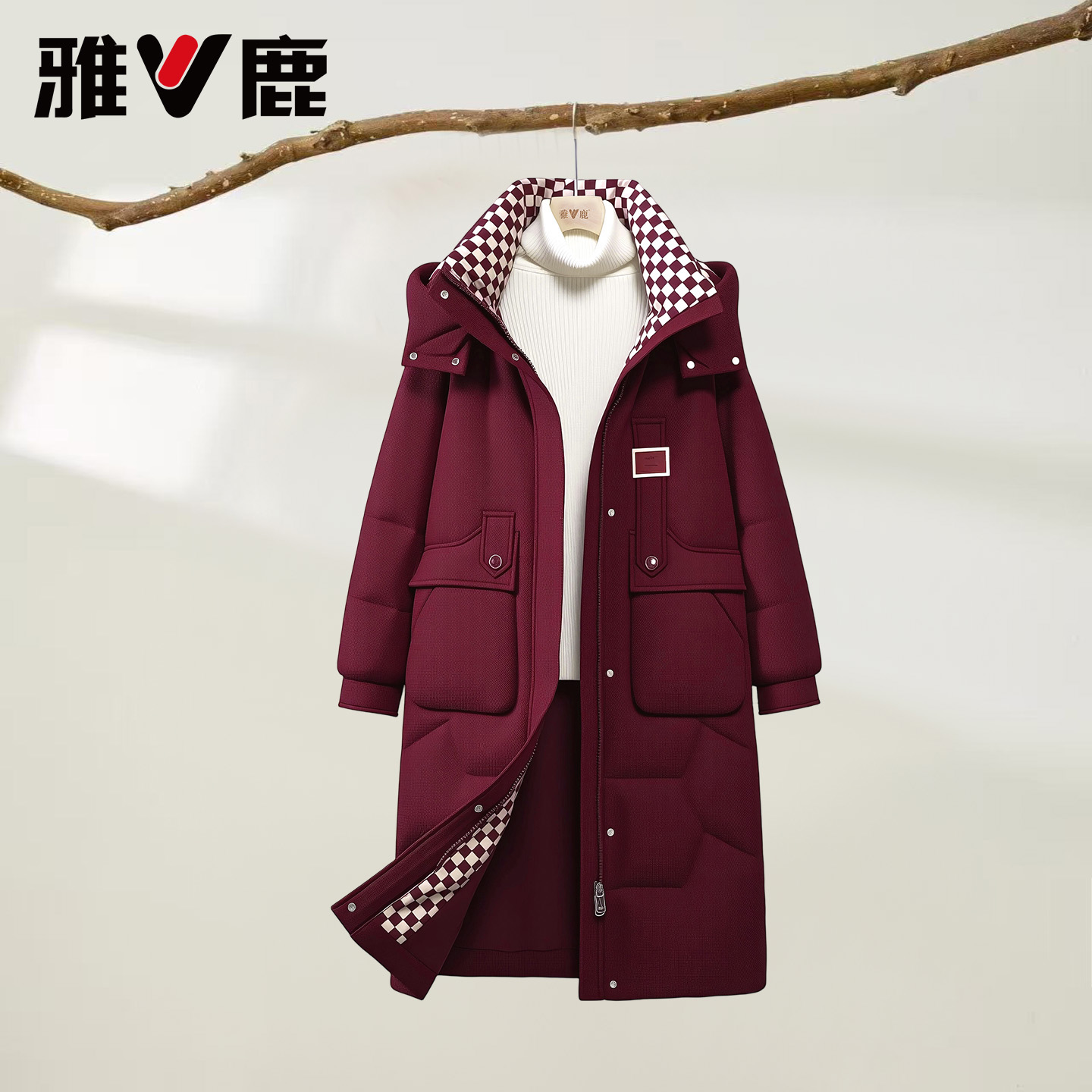 雅鹿女士冬季加厚宽松羽绒服