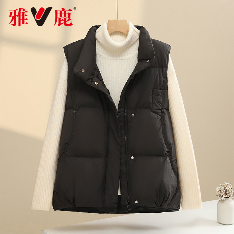 雅鹿正品新款短款羽绒马甲立领新加厚轻薄羽绒内胆马甲羽绒服外套