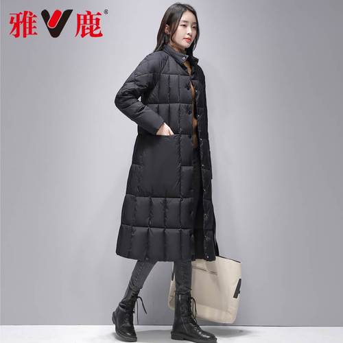 雅鹿新款休闲时尚宽松百搭妈妈冬季加厚中长款羽绒服YZ901V13760