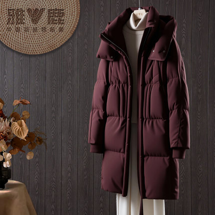 2025年雅鹿官方冬季新款中长保暖时尚女士连帽羽绒服YLS01Z09850