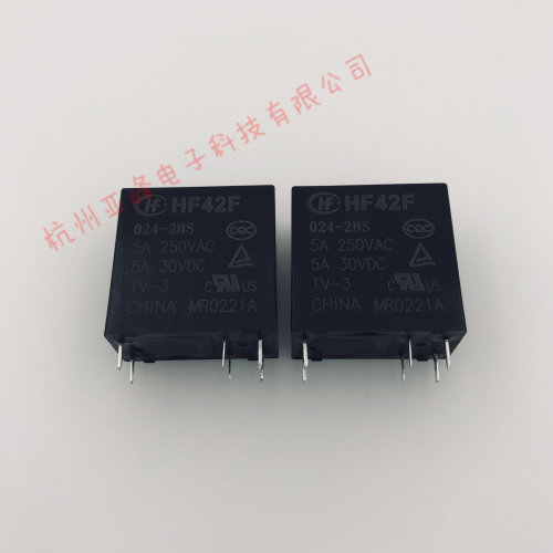 HF42F-024-2HS宏发继电器JZC-42F-024-2HS 6脚2组常开5A250VAC