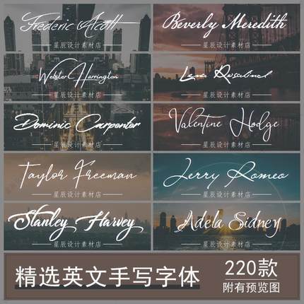 英文手写体procreate英语花体PS字体包婚礼贺卡字库商用素材下载