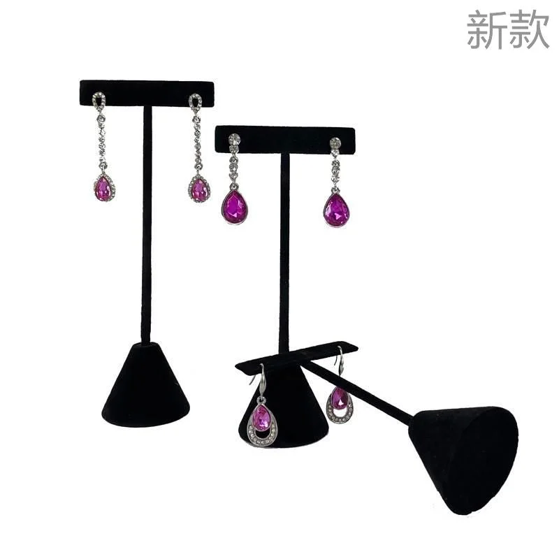 高档黑绒耳环展件套3示架珠宝首饰陈列道具耳钉耳饰品白皮摆新款