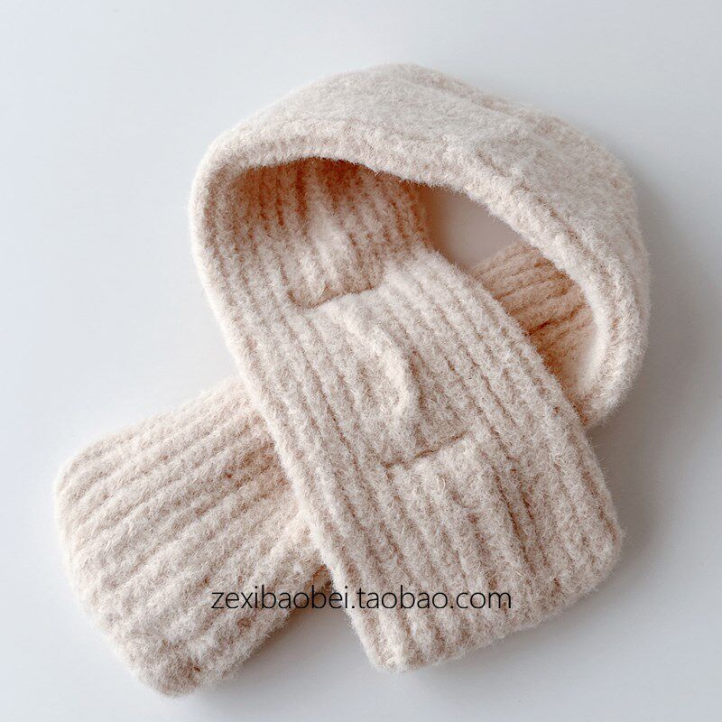 宝宝围巾秋冬季针织保暖毛线男女宝百搭婴幼儿围脖2024新款带口袋