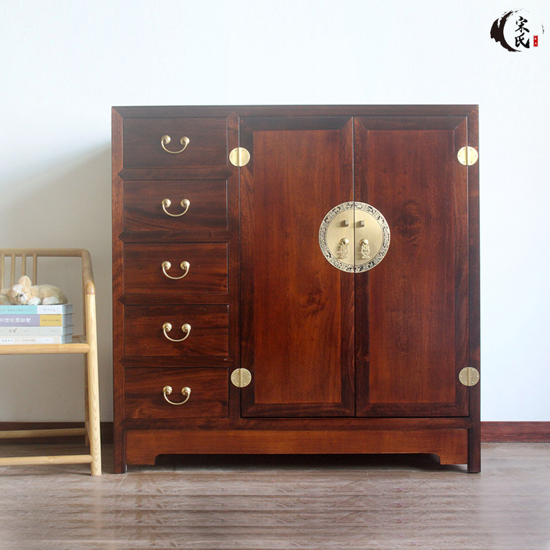 中式香樟木双门衣柜卧室储物柜实木儿童衣橱矮柜多抽屉衣柜收纳柜