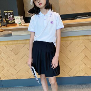2023夏季 POLO领休闲学院风上衣棉 高端儿童POLO衫 女童t恤翻领短袖