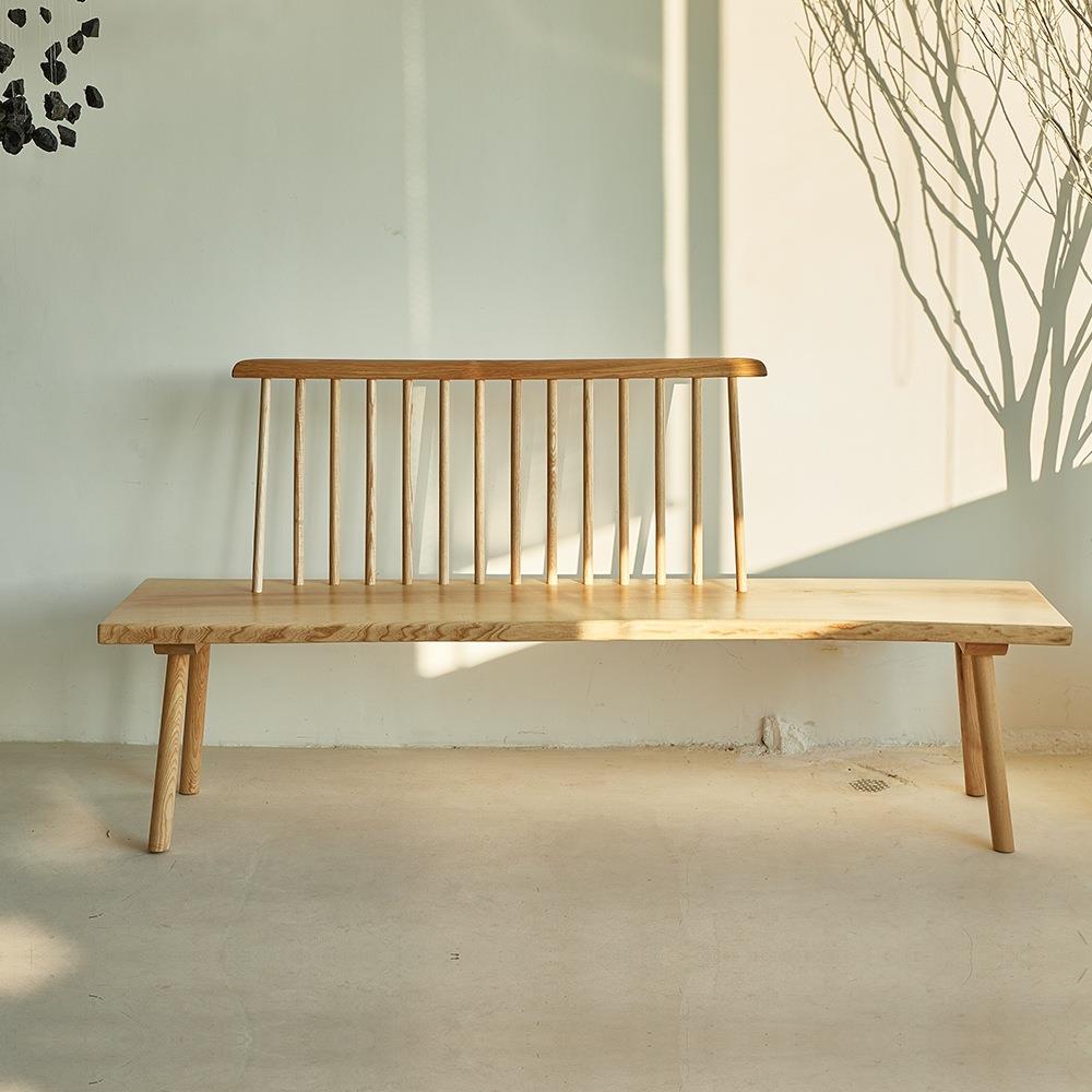 温莎椅北欧长条凳子白蜡木实木椅子民宿原木长凳咖啡厅餐厅靠背椅