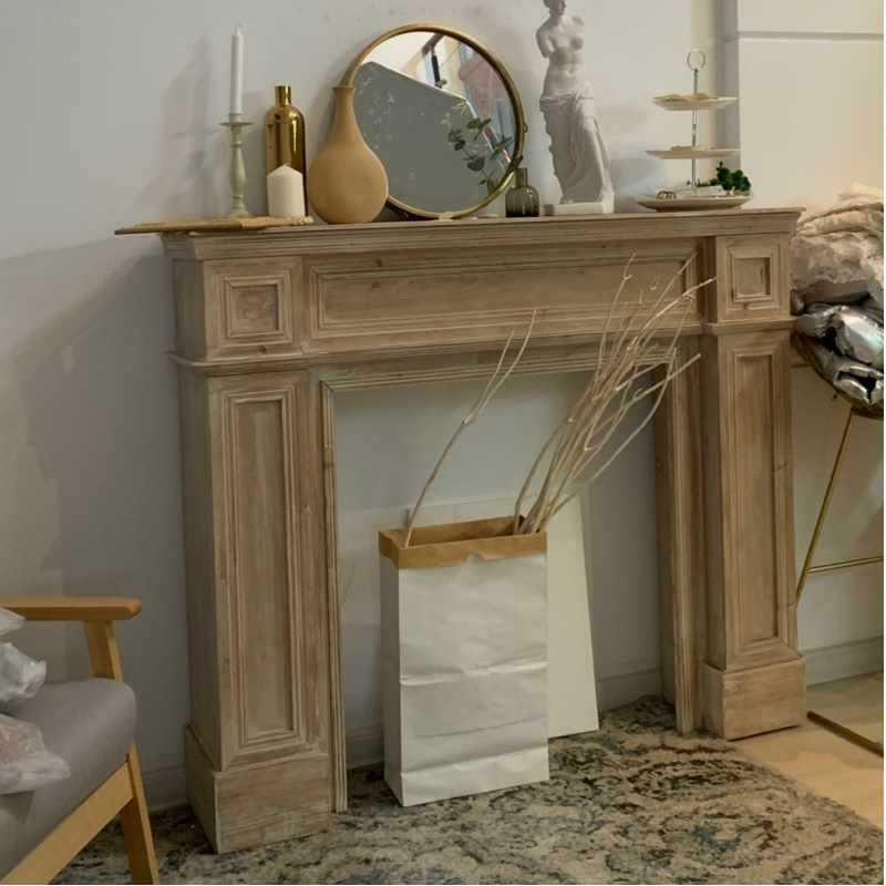 美式实木复古田TYY约园民壁炉装饰法式欧式简宿壁炉架置物婚柜礼