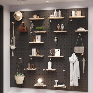 W8实洞板物架挂板入置户门口玄关墙面上定HHP制全身镜洞子木收纳