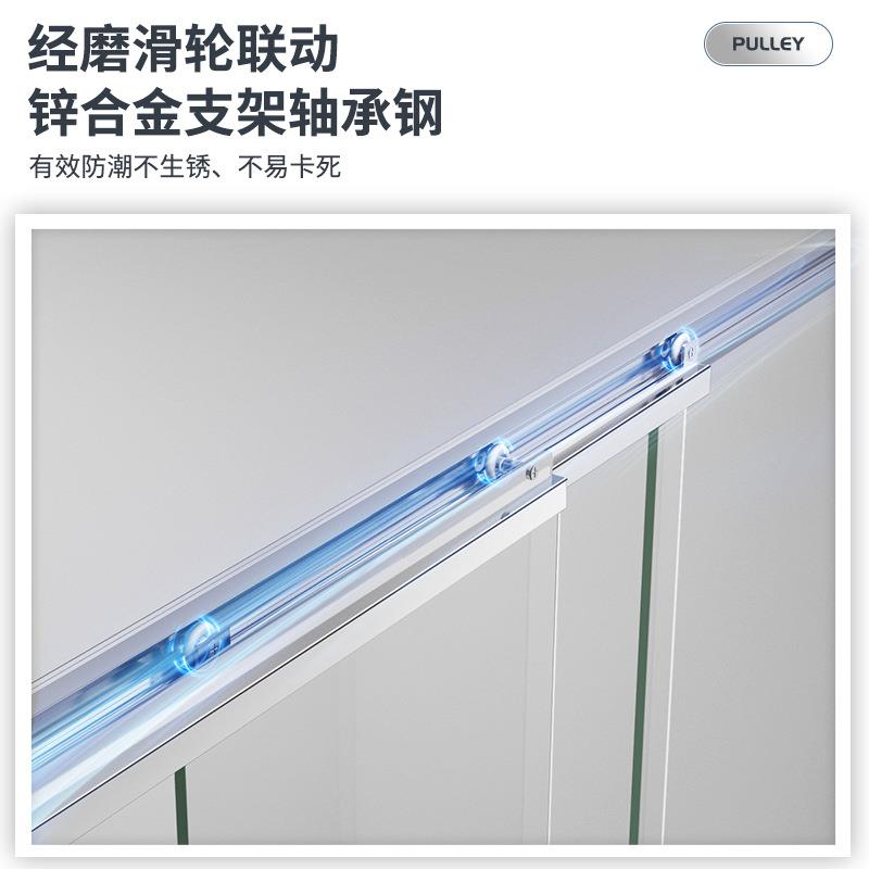 厂家供一字形淋浴房卫生干湿分离一间固两动联隔断淋KB0803直浴屏