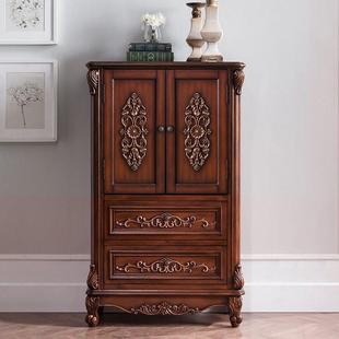 欧式 带OJI门斗边柜斗厨子酒收纳储物玄柜关高靠墙柜实柜木彩绘柜