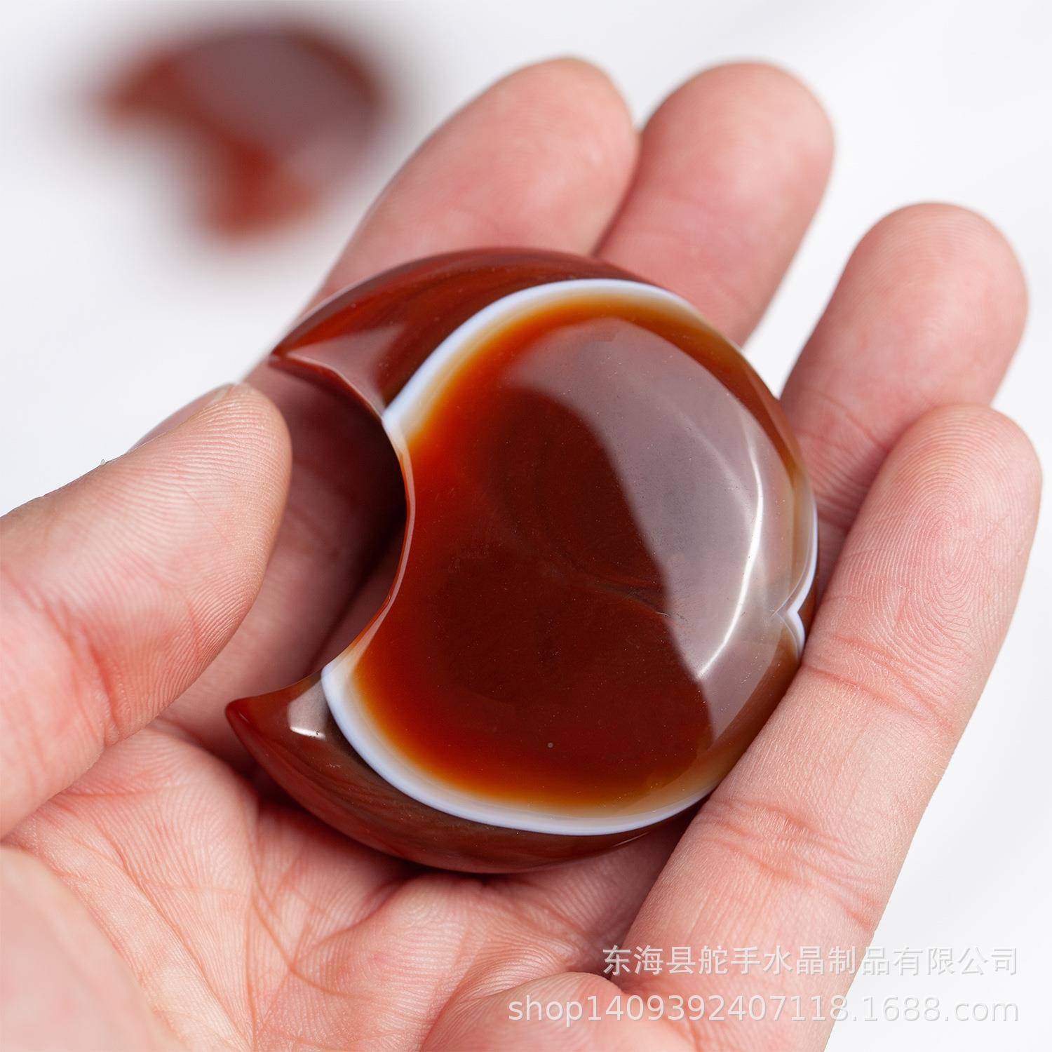 天然打晶URH石缠丝玛瑙挂原石打磨把月亮手把件玩可孔坠量大从优