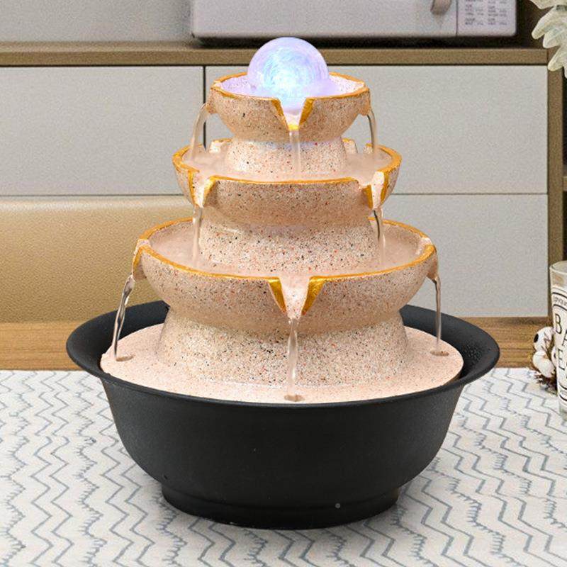 中式八方来财循环流造水喷泉办公室客厅招面UAU财摆件开业桌景装