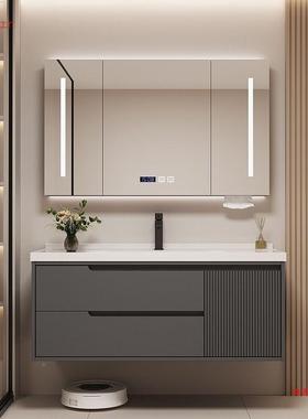 简约CTE浴室柜卫能生间奶油风智壁柜柜洗洗脸台陶瓷地一漱体盆灰