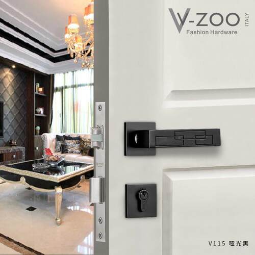 室用内通型黑门色分体锁卧室磁间吸静音锁实木门锁家用房门把VZOO