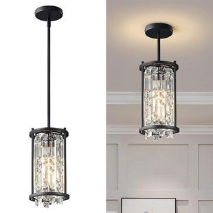 圆跨境亚马逊水晶吊灯美式 形室灯led餐卧厅方XCI形厨阳台1房10V灯